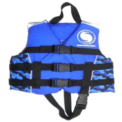 Swim Central 13.25" Blue and Black Swimming Pool Boys Camouflage Life Vest - Medium