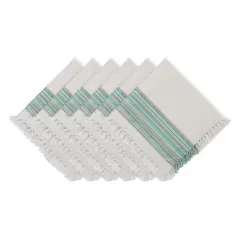 DII Fringed Stripe Tabletoppers, 20x20", Teal, 6 Pieces