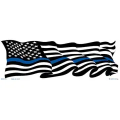 U.S.A. American Flag Police Thin Blue Line Bumper Sticker 3"X12"