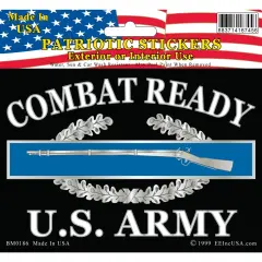BM0186 Black U.S. Army C.I.B. "COMBAT READY" Sticker (3.5x5'')