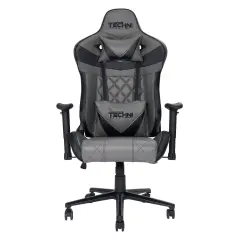 Techni Office Solutions 55.25" Vibrant Gray and Black Unique Techni Sports XL Comfortable Gaming Chair