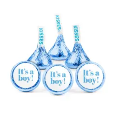 100 Pcs It's a Boy Baby Shower Candy Light Blue Hershey's Kisses Milk Chocolate (1lb Bag, Approx. 100 Pcs) - No Assembly Required - By Just Candy