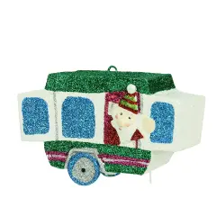 Gallerie II 4.25" Santa Waving from a Glitter Drenched Vacation Camper Decorative Christmas Ornament Blue