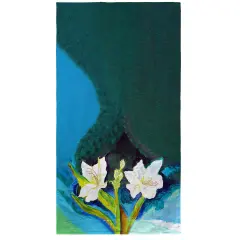 Betsy Drake White Lilies Beach Towel Multicolor