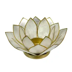 White Capiz Shell Lotus Flower Small Tealight Candle Holder