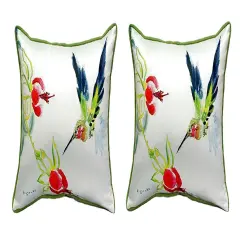 Pair of Betsy Drake Betsy&rsquo;s Hummingbird Small Pillows 11 Inch X 14 Inch