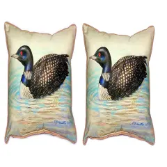 Pair of Betsy Drake Loon Large Pillows 15 Inch x 22 Inch