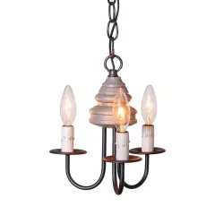 Irvins Country Tinware Bellview Chandelier in Earl Gray - 3 Light Grey