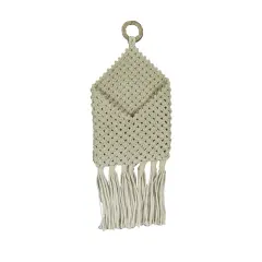 Bohemian Hand Tied Macrame Envelope Wall Pocket 21.25 Inches High