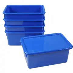 Kaplan Early Learning Company Storage Bins with Lids - Set of 5 - Blue