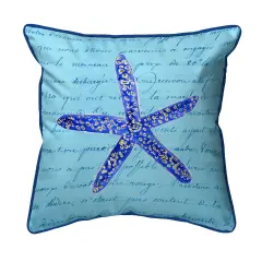Betsy Drake Blue Starfish Extra Large 22 X 22 Indoor / Outdoor Pillow