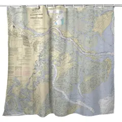 Betsy Drake Savannah River and Wassaw Sound, GA Nautical Map Shower Curtain