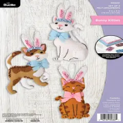 Bucilla Felt Ornaments Applique Kit Set Of 3-Bunny Kitties