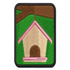 Bird House Multi-Color Embroidered Iron-On or Hook & Loop Patch Applique