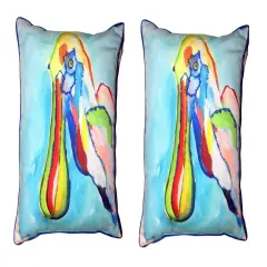 Pair Of Betsy Drake Spoonbill Head Large Indoor/Outdoor Pillows 16 X 20
