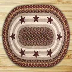 Earth Rugs OP-357 Burgundy Stars Oval Patch 5 Feet x 8 Feet
