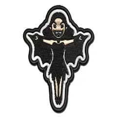 Cartoon Vampire Woman Halloween Multi-Color Embroidered Iron-On or Hook & Loop Patch Applique
