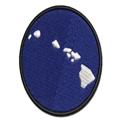 Hawaii State Silhouette Multi-Color Embroidered Iron-On or Hook & Loop Patch Applique