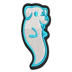 Ghost of Cute Dog Puppy Multi-Color Embroidered Iron-On or Hook & Loop Patch Applique