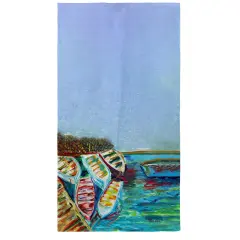 Betsy Drake Six Rowboats Beach Towel Multicolor