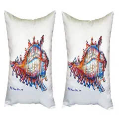Pair of Betsy Drake Conch No Cord Pillows 18 Inch X 18 Inch