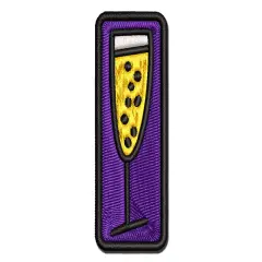 Champagne Glass Doodle Multi-Color Embroidered Iron-On or Hook & Loop Patch Applique