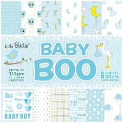 Little Birdie Pattern Paper 12"X12" 12/Pkg-Baby Boy