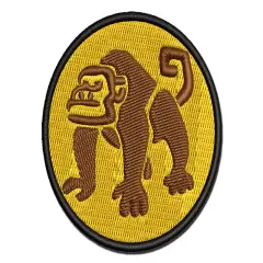 Grumpy Monkey with Curly Tail Multi-Color Embroidered Iron-On or Hook & Loop Patch Applique