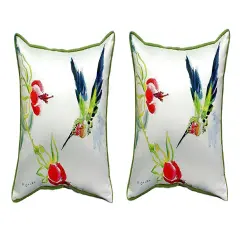 Pair of Betsy Drake Betsy&rsquo;s Hummingbird Large Pillows 16 Inch X 20 Inch