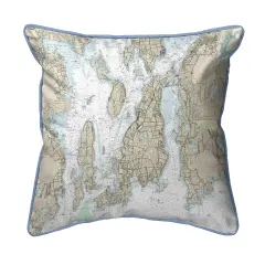 Narragansett Bay Map Pillow 20x24 &ndash; Extra Large Zippered Pillow