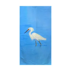 Betsy Drake Stalking Snowy Egret Beach Towel Multicolor