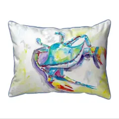 Betsy Drake Colorful Blue Crab Small Indoor/Outdoor Pillow 11x14