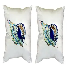 Pair of Betsy Drake Betsy&rsquo;s Shell No Cord Pillows 18 Inch X 18 Inch