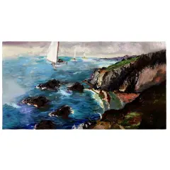 Betsy Drake Sailing the Cliffs Beach Towel Multicolor