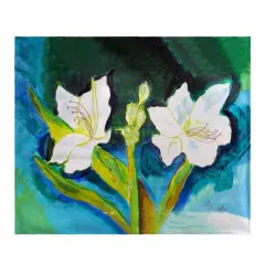 Betsy Drake White Lilies Throw Multicolor