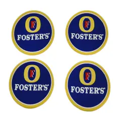 Set of 4 Fosters Lager Rubber Coasters Mini Beverage Mats