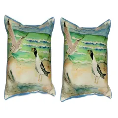 Pair of Betsy Drake Seagulls Large Pillows 15 Inch x 22 Inch