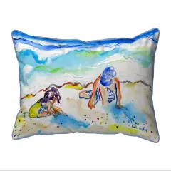 Betsy Drake Playing in Sand Large Indoor/Outdoor Pillow 16x20