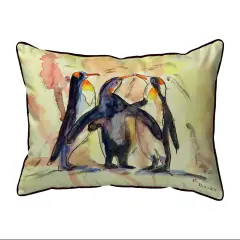 Betsy Drake Penguins Small Indoor/Outdoor Pillow 11x14
