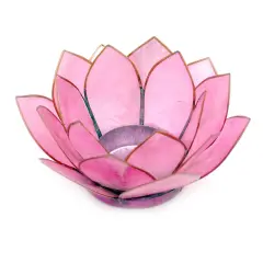 Light Pink Capiz Shell Lotus Flower Small Tealight Candle Holder