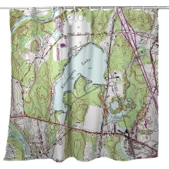 Betsy Drake Alexander's Lake, CT Nautical Map Shower Curtain
