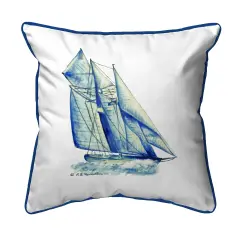 Betsy Drake Blue Sailboat Extra Large 22 X 22 Indoor / Outdoor Pillow