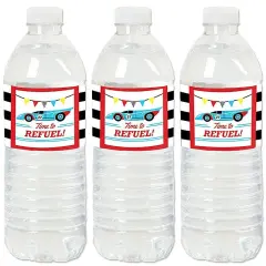 Big Dot of Happiness Let's Go Racing - Racecar - Race Car Birthday Party or Baby Shower Water Bottle Sticker Labels - Set of 20
