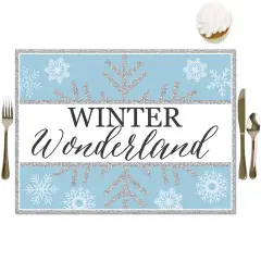 Big Dot of Happiness Winter Wonderland - Party Table Decorations - Snowflake Holiday Party and Winter Wedding Placemats - Set of 16