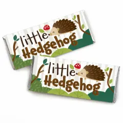 Big Dot of Happiness Forest Hedgehogs - Candy Bar Wrapper Woodland Birthday Party or Baby Shower Favors - Set of 24