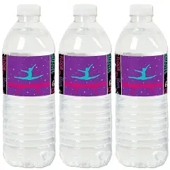 Big Dot of Happiness Tumble, Flip & Twirl - Gymnastics - Birthday Party or Gymnast Party Water Bottle Sticker Labels - Set of 20