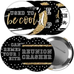 Big Dot of Happiness Reunited - 3 inch School Class Reunion Party Badge - Pinback Buttons - Set of 8
