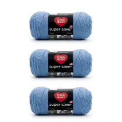 Red Heart Super Saver Light Periwinkle Yarn - 3 Pack of 198g/7oz - Acrylic - 4 Medium (Worsted) - 364 Yards - Knitting/Crochet