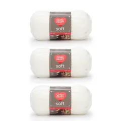 Red Heart Soft White Yarn - 3 Pack of 141g/5oz - Acrylic - 4 Medium (Worsted) - 256 Yards - Knitting/Crochet
