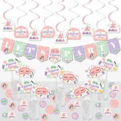 Big Dot of Happiness Pajama Slumber Party - Girls Sleepover Birthday Party Supplies Decoration Kit - Decor Galore Party Pack - 51 Pieces